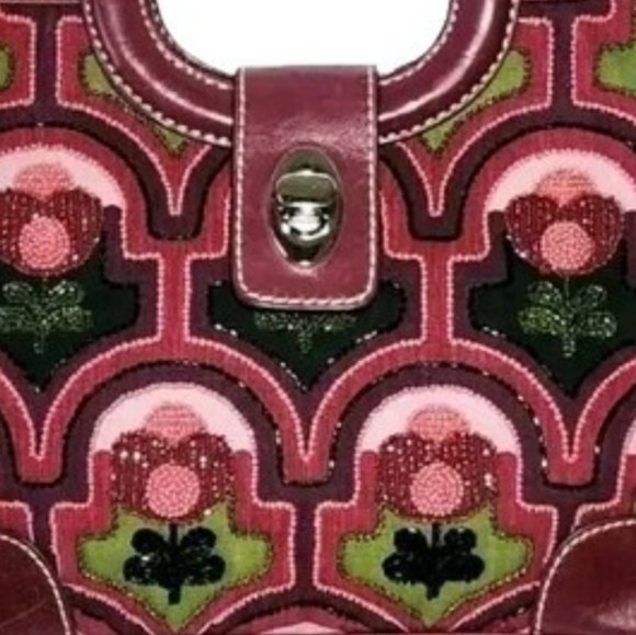 Vintage Isabella Fiore Y2K Floral Hand Beaded Satchel - Picture 2 of 14